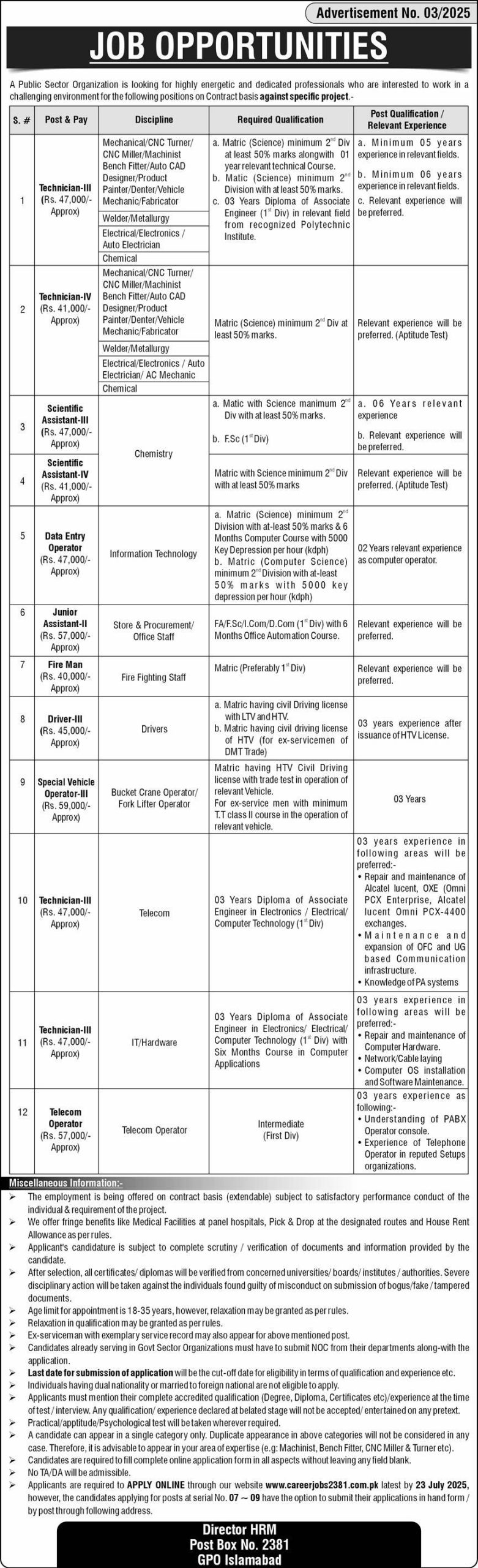 Public Sector Organization Pakistan Atomic Energy Jobs 2025