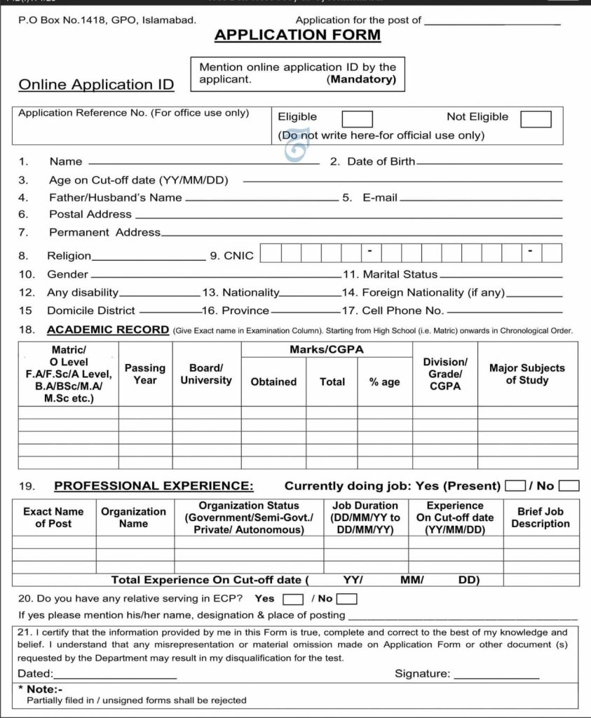 ECP Jobs Application Form
